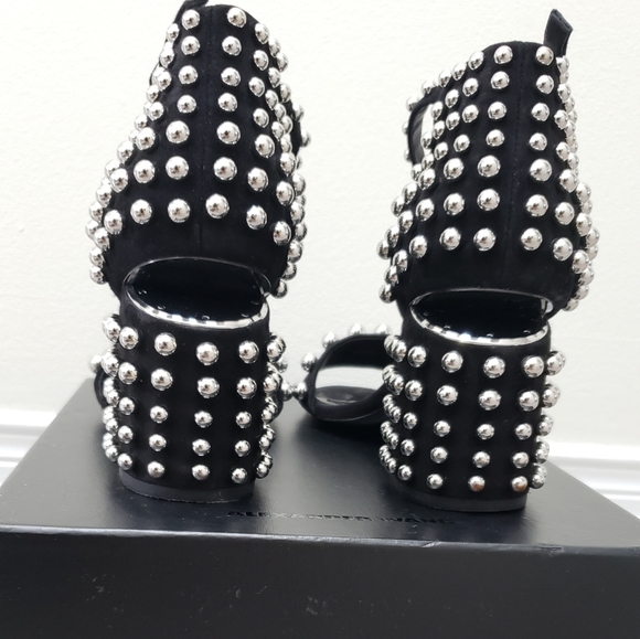 100% Authentic Alexander Wang Abby Studded Suede Block Heel Sz 38.5 - Picture 4 of 9